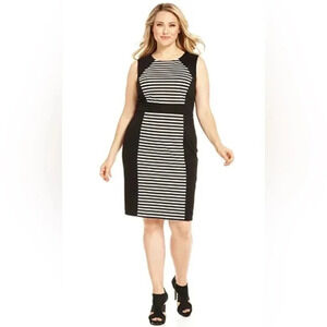 Calvin Klein striped midi dress size 8 black and withe